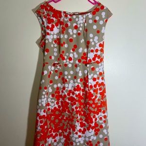 Burnt Orange and Tan Midi Dress